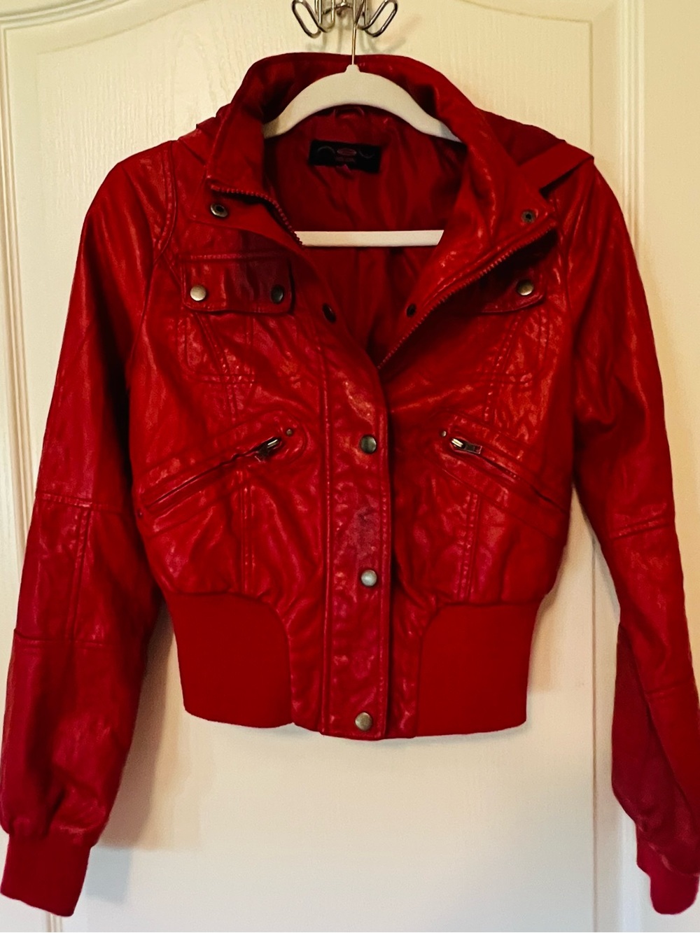 New Look Red Cropped Bomber Jacket